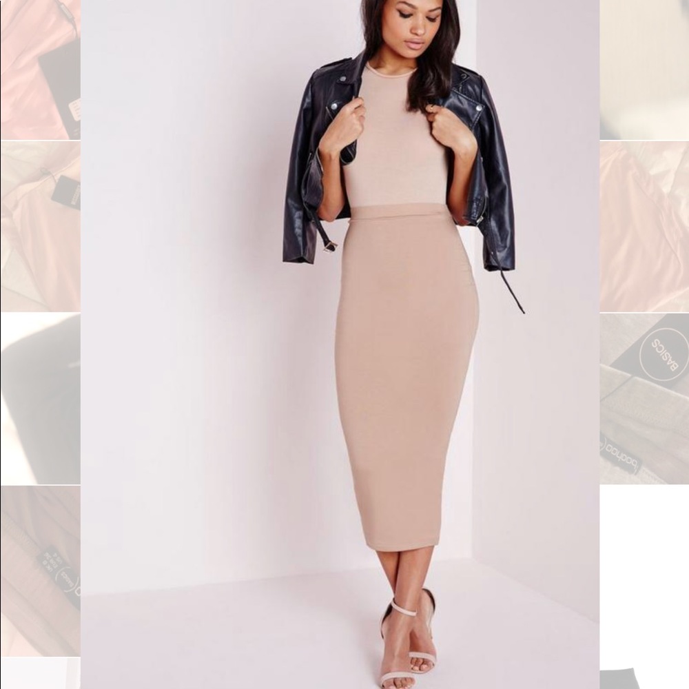 Nude midi skirt